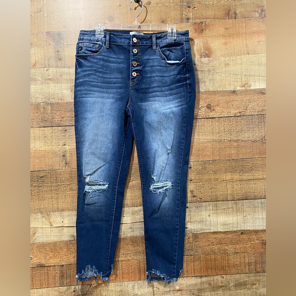 Kancan Button Fly High Rise Distressed Womens Skinny Jeans Size 15
